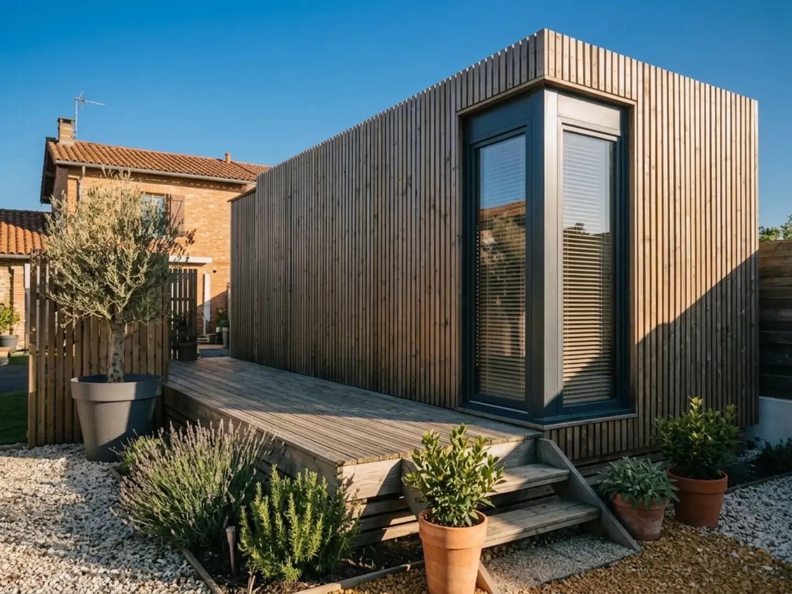 Cosy-Maxi installé dans un jardin à Toulouse, vue extérieure