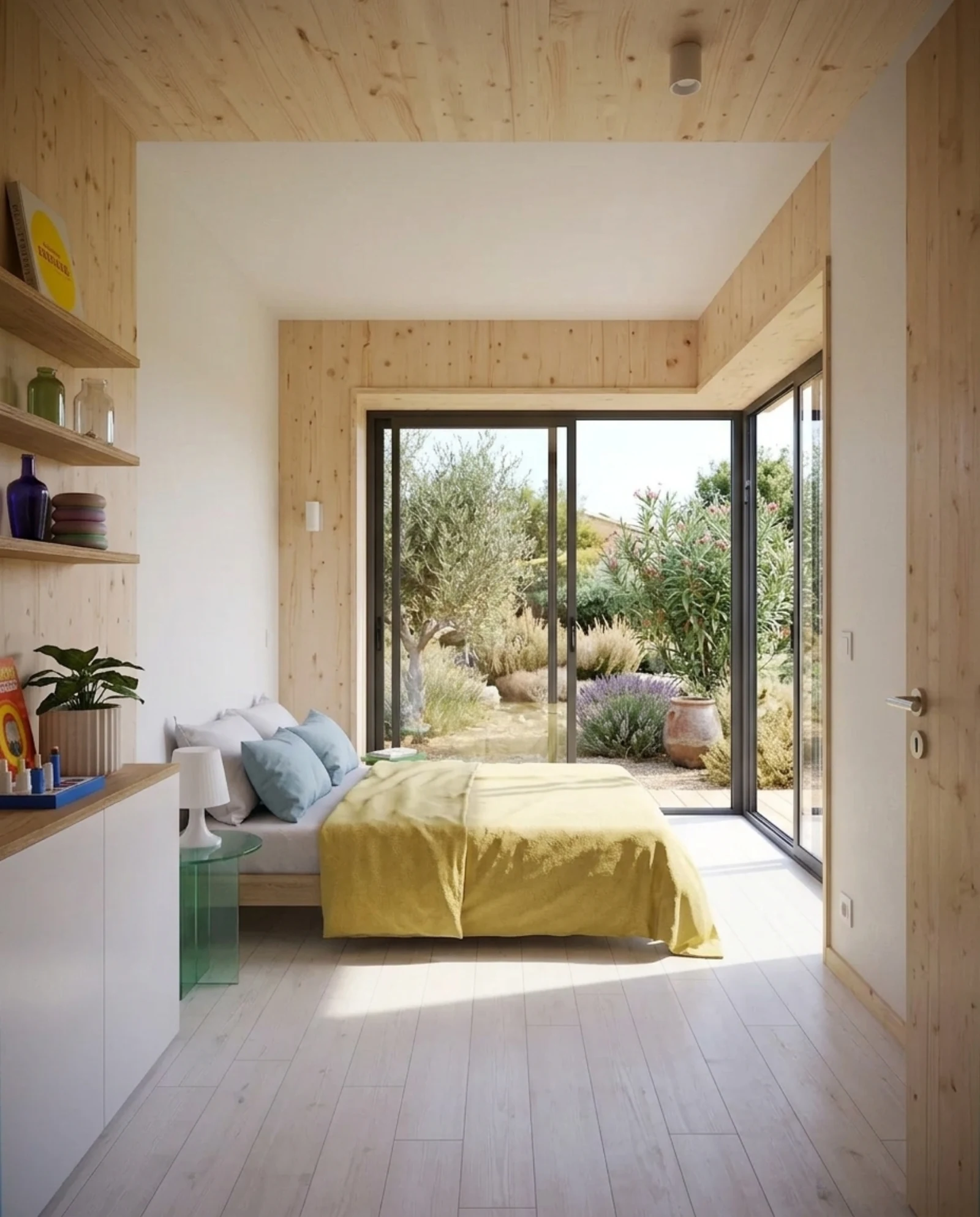 Logement de jardin en deux modules jumelés vu depuis le fond de la parcelle Logement de jardin en deux modules jumelés vu depuis le fond de la parcelle